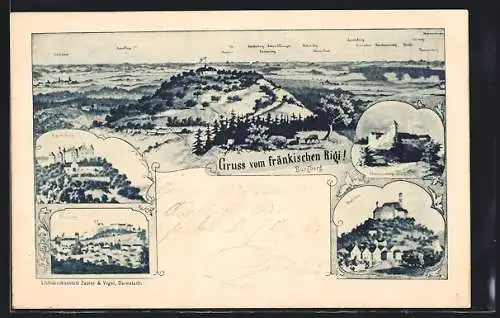 AK Burgberg / Crailsheim, Kapfenburg, Ellwangen, Thannenburg, Baldern, Fränkischer Rigi