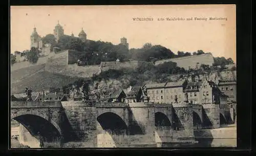 AK Würzburg, Alte Mainbrücke und Festung Marienberg