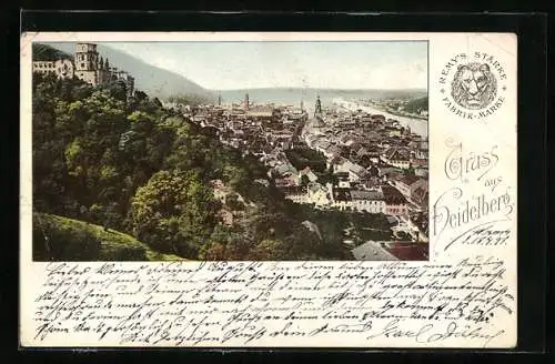 AK Heidelberg / Neckar, Ortsansicht mit Ruine