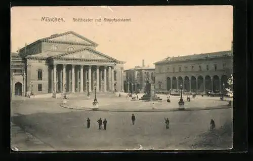 AK München, Hoftheater mit Hauptpost