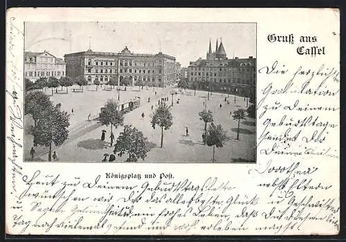 AK Cassel, Königsplatz und Post
