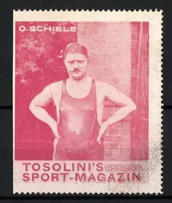 Reklamemarke Tosolini`s Sport-Magazin, Schwimmer O. Schiele