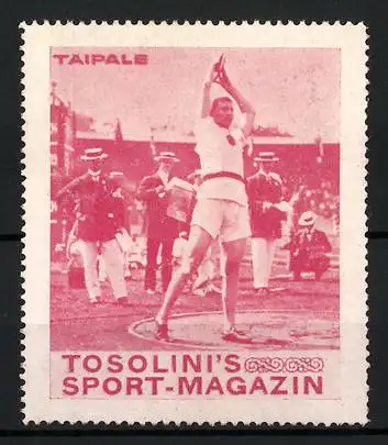 Reklamemarke Tosolini`s Sport-Magazin, Diskuswerfer Taipale