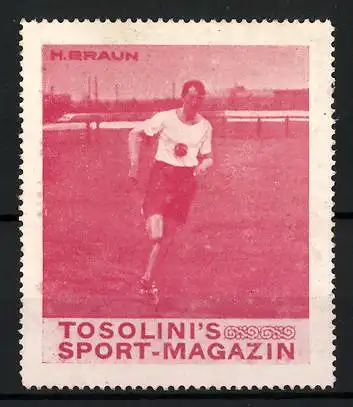 Reklamemarke Tosolini`s Sport-Magazin, Sportler H. Braun