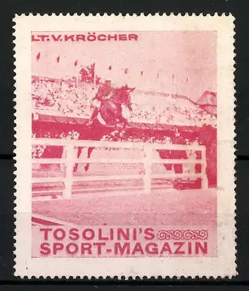 Reklamemarke Tosolini`s Sport-Magazin, Jockey Lt. V. Kröcher