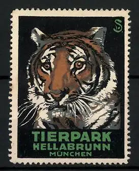 Künstler-Reklamemarke Sigmund von Suchodolski, Tierpark Hellabrunn, München, Tiger