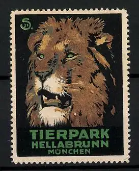 Künstler-Reklamemarke Sigmund von Suchodolski, Tierpark Hellabrunn, München, Löwe