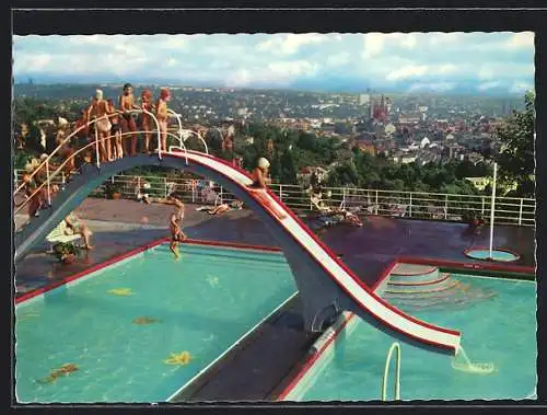 AK Wiesbaden, Blick vom Opelbad auf den Ort