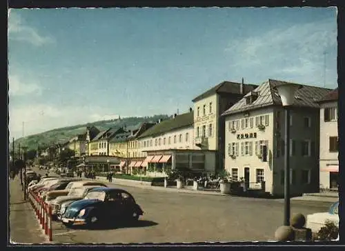 AK Rüdesheim am Rhein, Rheinfront mit Gasthaus Krone