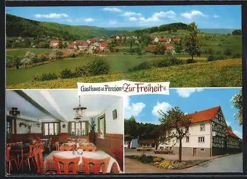 AK Reichelsheim OT Laudenau im Odenwald, Gasthaus und Pension Zur Freiheit, Innenansicht, Panorama