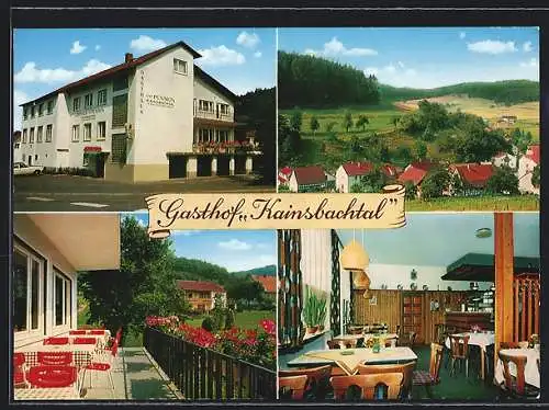 AK Reichelsheim / Odenwald, Gasthaus und Pension Zum Kainsbachtal, Innenansicht, Terrasse