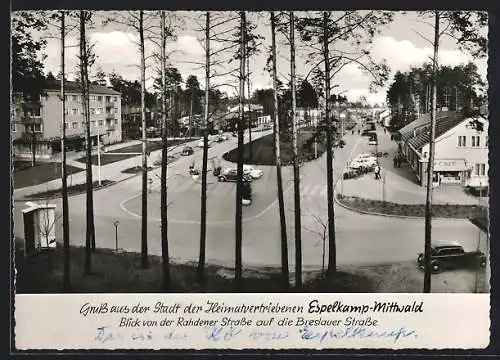 AK Espelkamp-Mittwald, Blick von der Rahdener Strasse auf die Breslauer Strasse