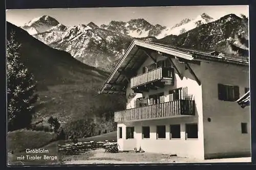 AK Mittenwald, Gasthaus Gröblalm mit Tiroler Berge