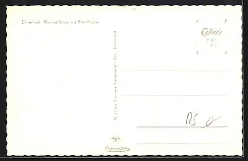 AK Düsseldorf, Rheinschlange mit Rheinbrücke