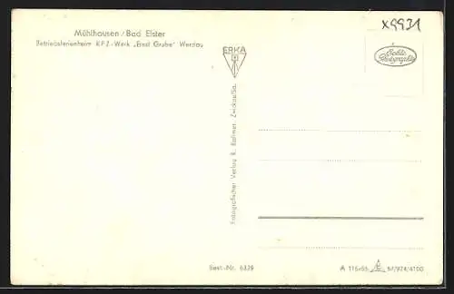 AK Mühlhausen /Bad Elster, Ferienheim KFZ-Werk Ernst Grube, Werdau