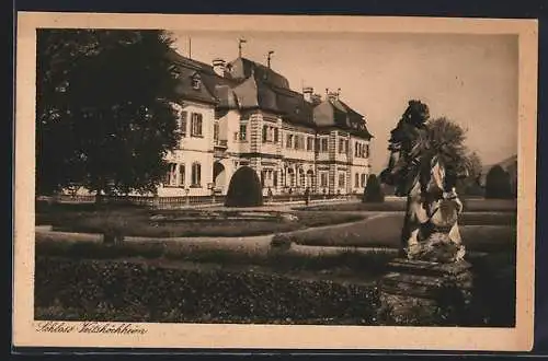 AK Veitshöchheim, Schloss mit Anlage und Statue