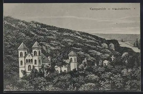 Künstler-AK Kempenich, Schloss mit Kreuzwäldchen