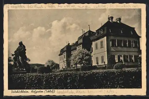 AK Veitshöchheim, Schloss, Hofgarten mit Standbild