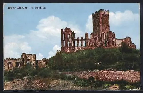AK Niederdürenbach, Olbrück im Brohltal, Ortspartie mit Ruine