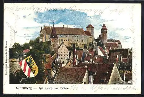 AK Nürnberg, Kg. Burg von Süden, Wappen