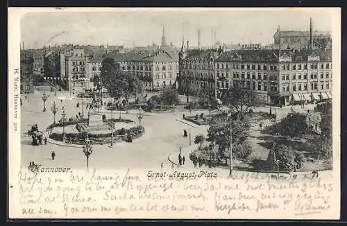 AK Hannover, Ernst-August-Platz aus der Vogelschau