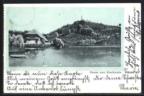 AK Karlsruhe, Lauterberg, Ansicht mit Haus und Seepartie