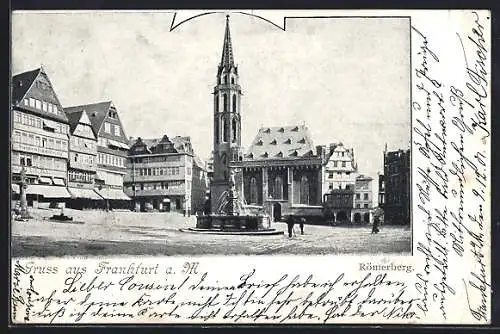 AK Alt-Frankfurt, Kirche und Brunnen am Römerberg