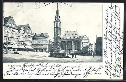 AK Alt-Frankfurt, Kirche und Brunnen am Römerberg