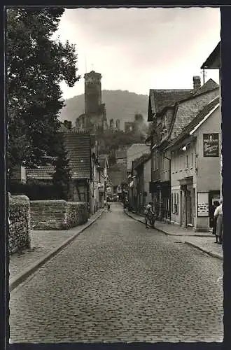 AK Eppstein i. Taunus, Hauptstrasse mit Burgruine