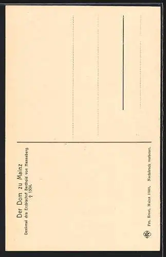 AK Mainz, Dom, Denkmal des Erzbischofs Berthold von Henneberg