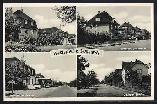 AK Westerfeld / Hannover, Geschäftshaus, Göttinger Landstrasse mit Esso-Tankstelle, Deveser Strasse