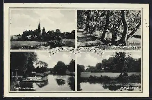 AK Fallingbostel, Liethpromenade, Bootsvermietung, Partie a. d. Böhme