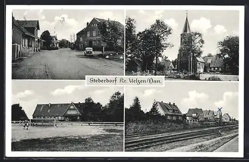 AK Stederdorf / Uelzen, Ortspartie, Kirche