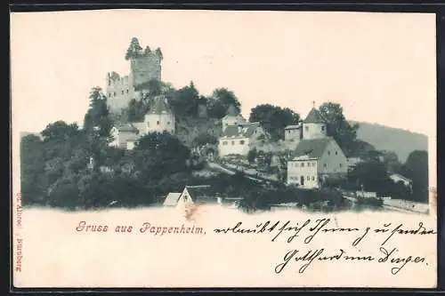 AK Pappenheim / Obb., Teilansicht mit Burgruine
