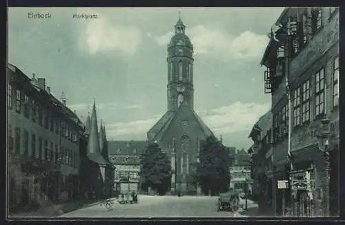 AK Einbeck, Marktplatz mit Kirche und Türmen