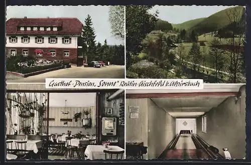 AK Aischfeld-Reutin, Gasthof Pension Sonne, Innenansicht, Kegelbahn