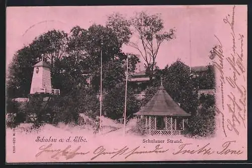 AK Schulau a. d. Elbe, Schulauer Strand, mit Turm und Pavillon