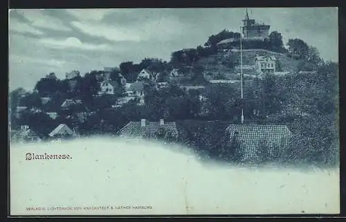 Mondschein-AK Hamburg-Blankenese, Teilansicht mit Süllberg-Blick