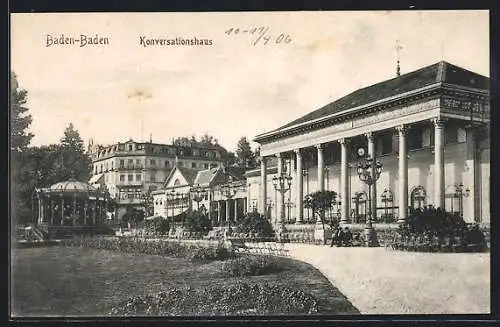 AK Baden-Baden, Konversationshaus mit Pavillon