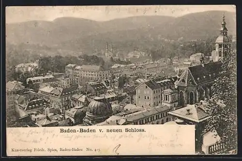 AK Baden-Baden, Ortsansicht vom neuen Schloss