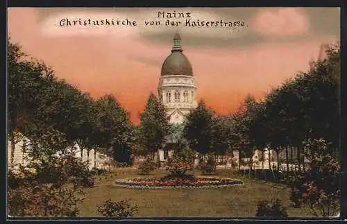AK Mainz, Christuskirche von der Kaiserstrasse