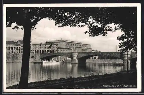AK Mülheim /Ruhr, Stadthalle und Brücke