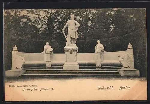 AK Berlin-Tiergarten, Denkmal Albrecht II. an der Sieges-Allee