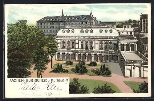 Lithographie Aachen-Burtscheid, Ansicht Kurhaus