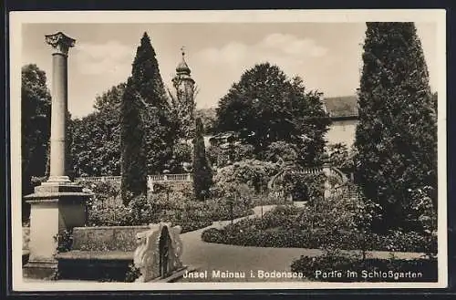 AK Insel Mainau im Bodensee, Partie im Schlossgarten