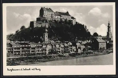 AK Burghausen a. d. Salzach, Teilansicht mit Burg
