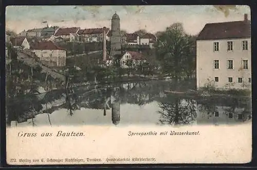 AK Bautzen, Spreepartie mit Wasserkunst