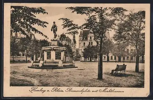 AK Homberg /Rhein, Bismarckplatz mit Marktbrunnen