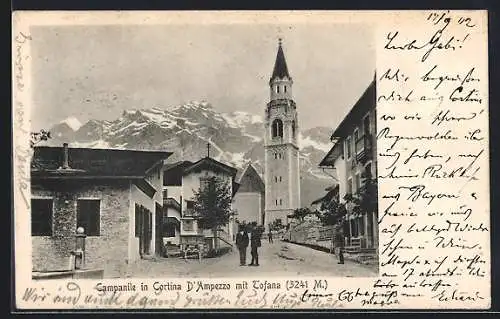 AK Cortina d`Ampezzo, Campanile mit Tofana