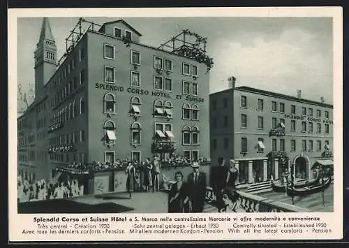 AK Venezia, Splendid Corso et Suisse Hotel, S. Marco Mercerie